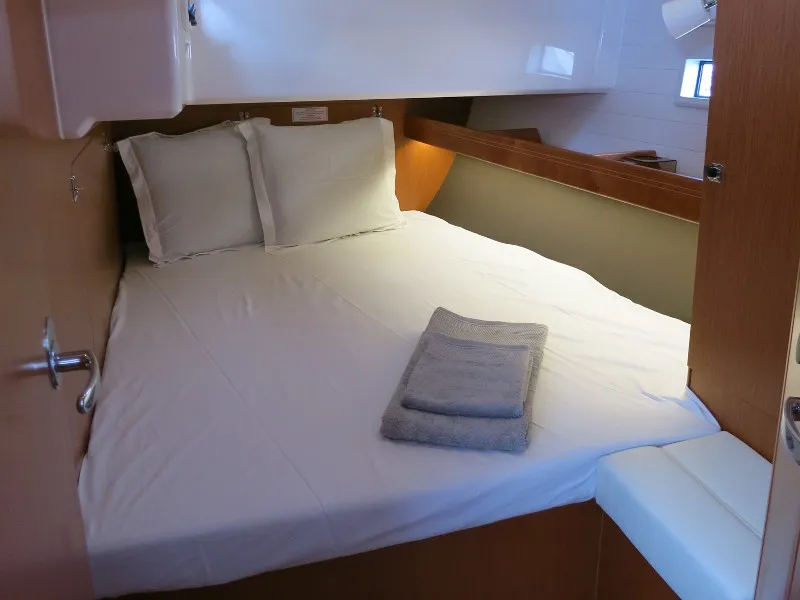 Cabin on Jochi, a Bavaria Cruiser 46 sailboat at Ponta Delgada, Portugal