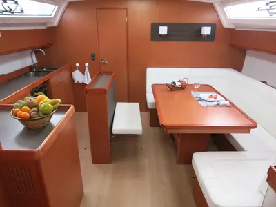 Salon of Jochi, a Bavaria Cruiser 46 sailboat at Ponta Delgada, Portugal