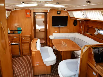 Salon of Nikea, a Bavaria 46 sailboat at Kavala, Greece