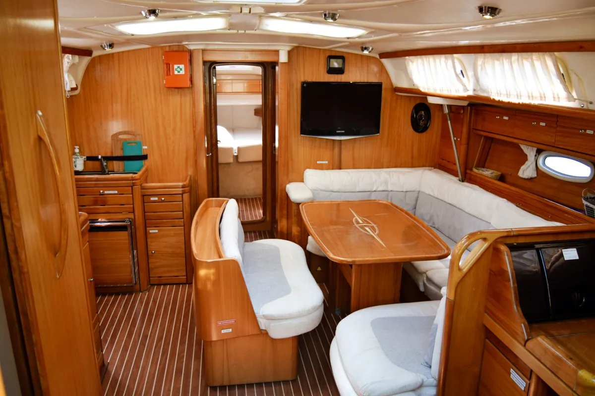Salon of Nikea, a Bavaria 46 sailboat at Kavala, Greece