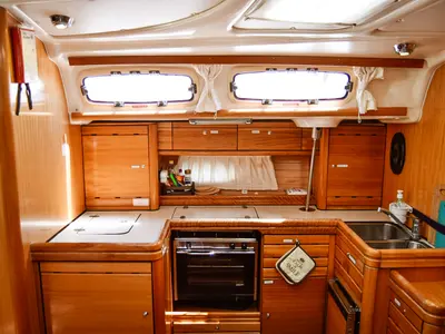 Galley of Nikea, a Bavaria 46 sailboat at Kavala, Greece
