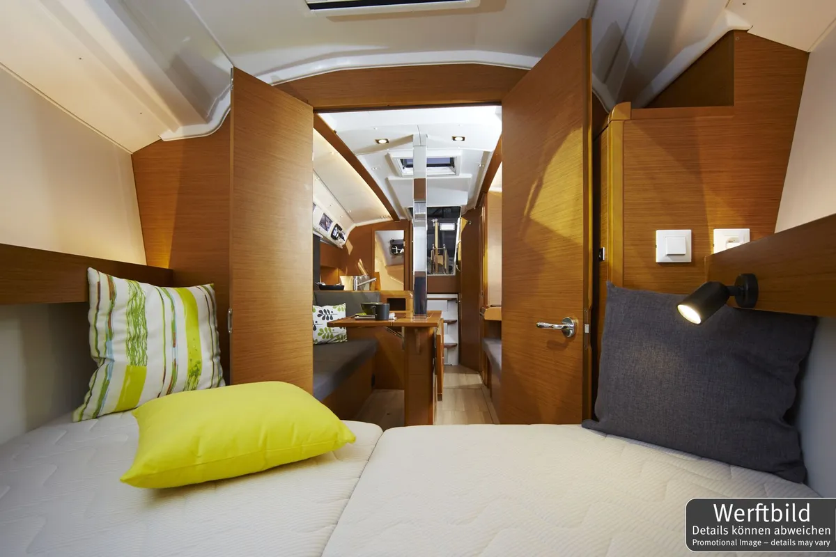 Cabin on Freeway, a Jeanneau Sun Odyssey 349 sailboat at Grad Biograd na Moru, Croatia