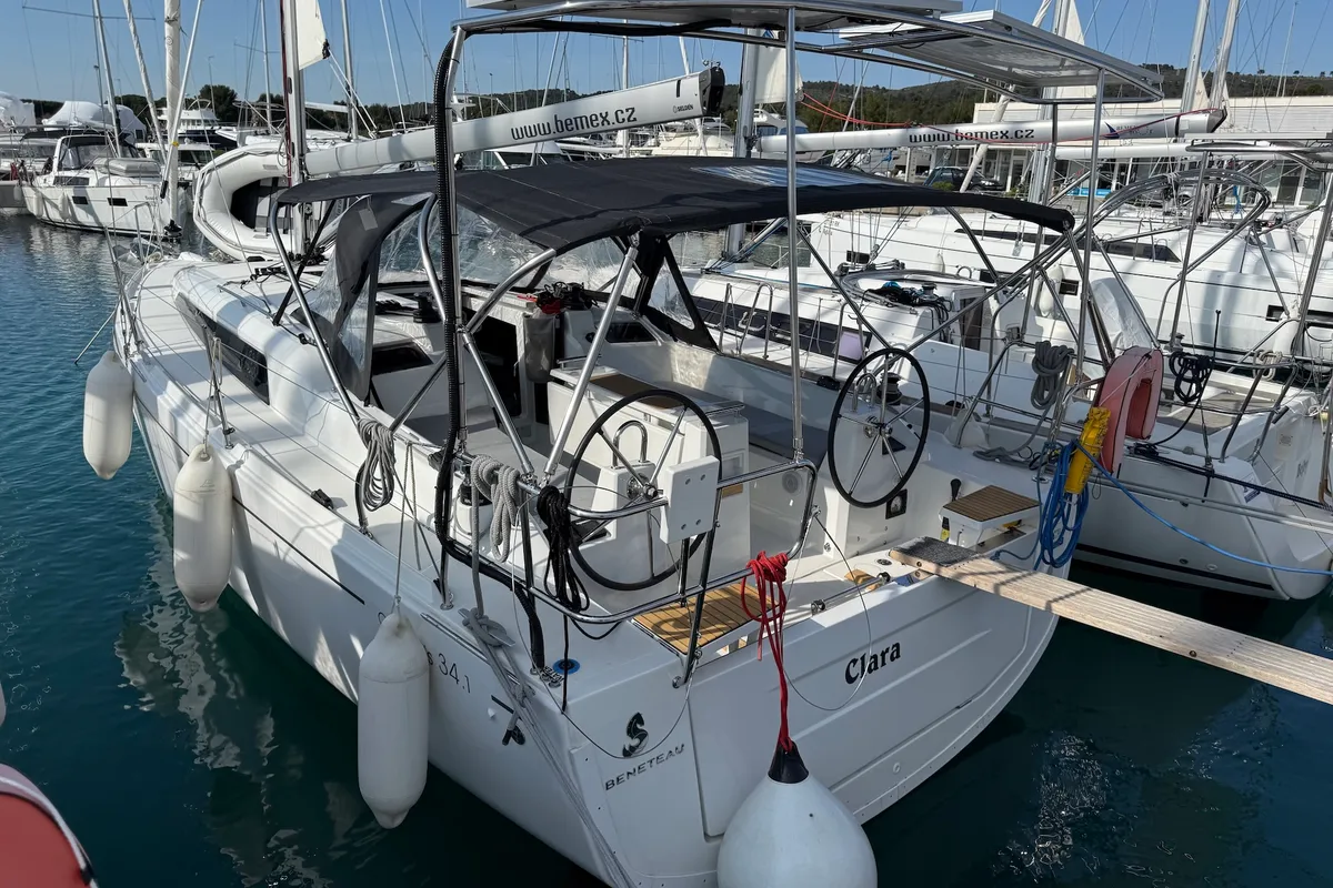 Exterior view of Clara, a Beneteau Oceanis 34.1 sailboat at Sukošan, Croatia