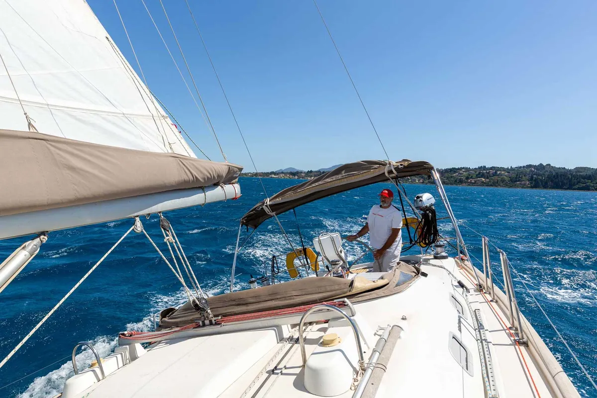 Deck of Thalassa, a Beneteau Oceanis 423 sailboat at Preveza, Greece