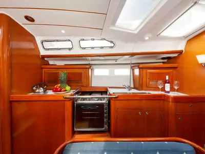 Galley of Thalassa, a Beneteau Oceanis 423 sailboat at Preveza, Greece