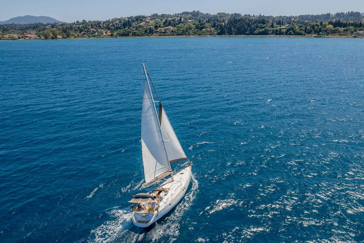 Exterior view of Thalassa, a Beneteau Oceanis 423 sailboat at Preveza, Greece