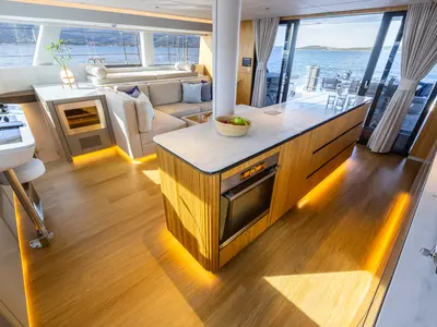 Galley of MyMaria, a Sunreef 60 catamaran at Municipal Unit of Lefkada, Greece