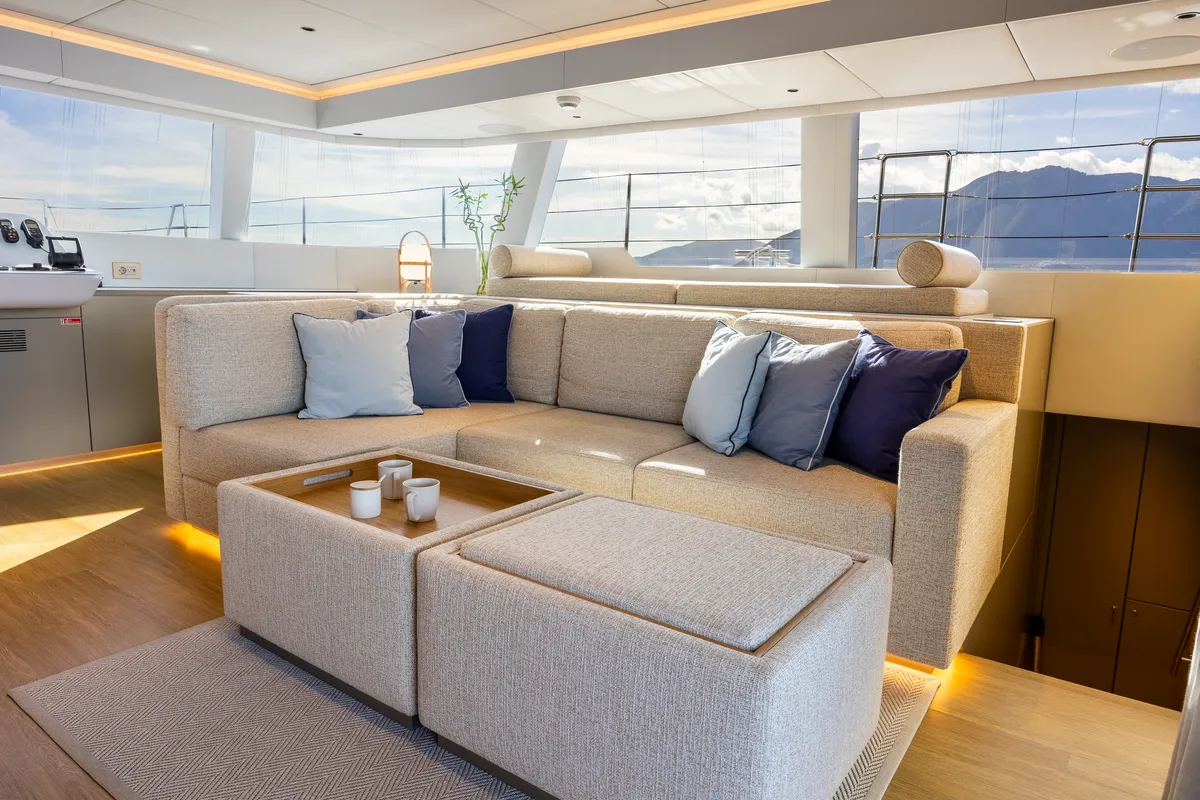 Salon of MyMaria, a Sunreef 60 catamaran at Municipal Unit of Lefkada, Greece