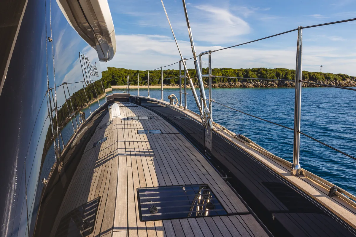 Deck of MyMaria, a Sunreef 60 catamaran at Municipal Unit of Lefkada, Greece