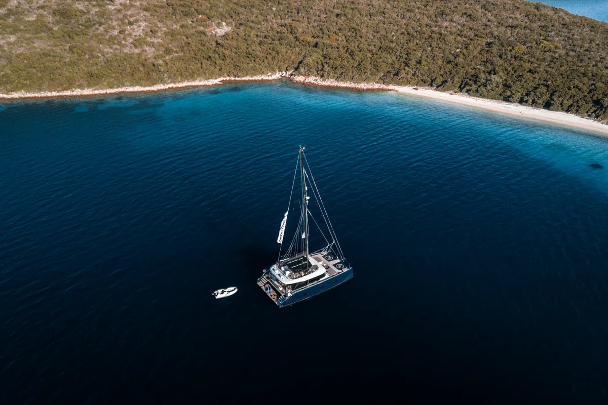Exterior view of MyMaria, a Sunreef 60 catamaran at Municipal Unit of Lefkada, Greece