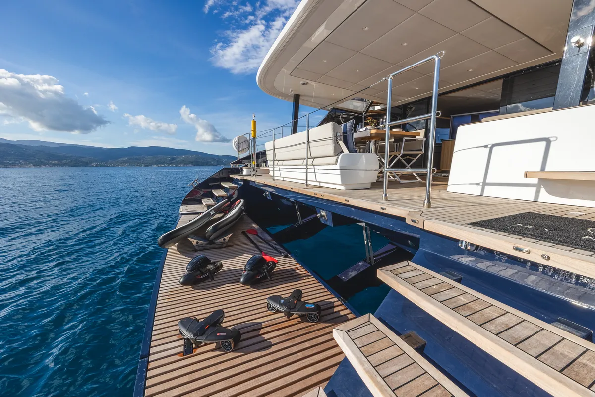 Deck of MyMaria, a Sunreef 60 catamaran at Municipal Unit of Lefkada, Greece