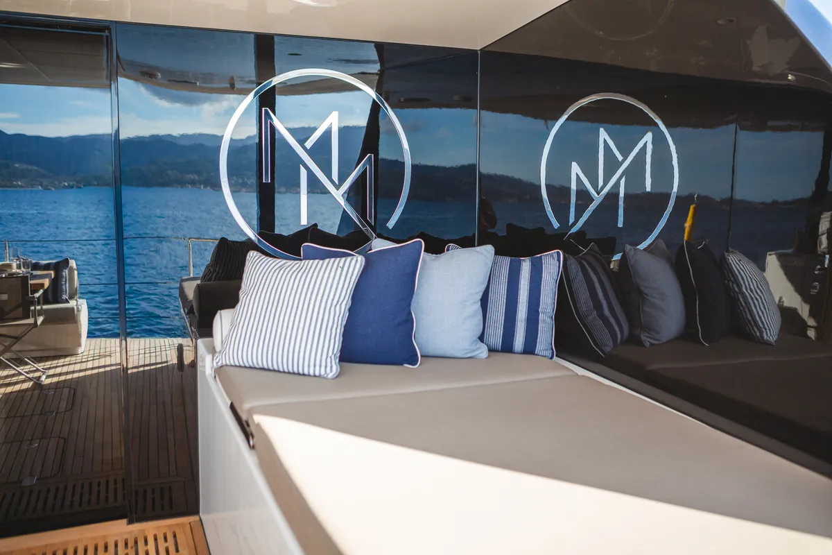 Deck of MyMaria, a Sunreef 60 catamaran at Municipal Unit of Lefkada, Greece