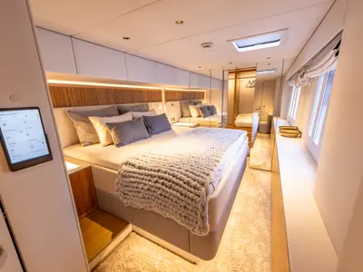 Cabin on MyMaria, a Sunreef 60 catamaran at Lefkada, Greece