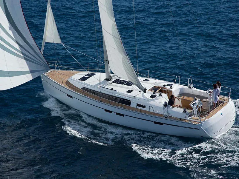 Exterior view of Monsieur, a Bavaria 46 Cruiser sailboat at Vibo Valentia, Italy