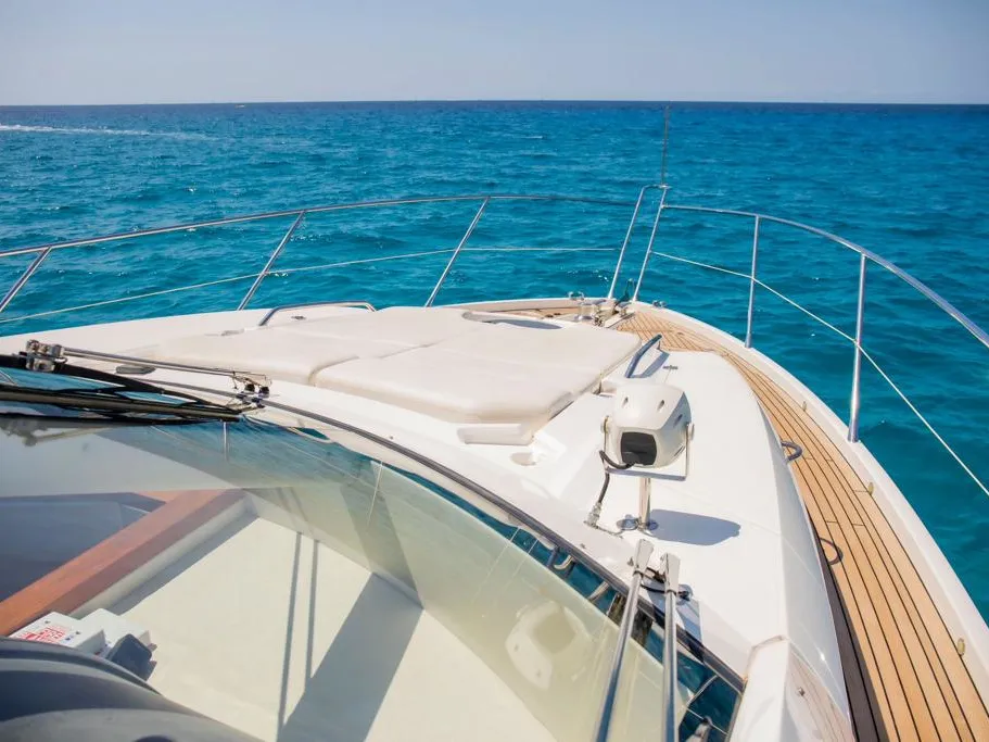 Deck of Midnight Summer Dream, a Sunseeker Manhattan 63 motor yacht at Palma de Mallorca, Spain