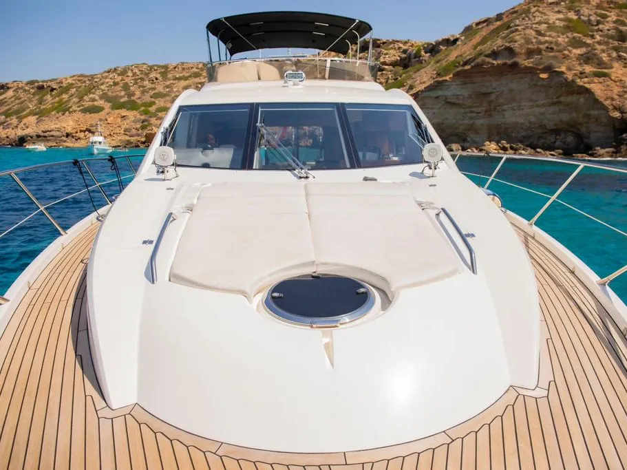 Deck of Midnight Summer Dream, a Sunseeker Manhattan 63 motor yacht at Palma de Mallorca, Spain