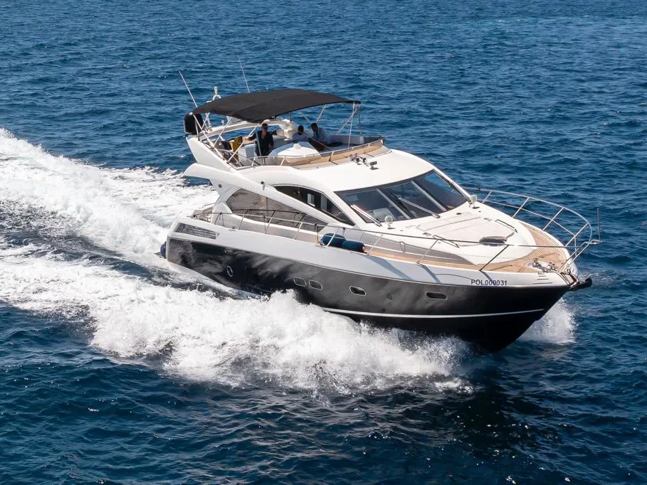 Exterior view of Midnight Summer Dream, a Sunseeker Manhattan 63 motor yacht at Palma de Mallorca, Spain
