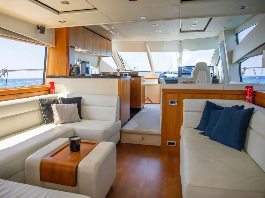 Salon of Midnight Summer Dream, a Sunseeker Manhattan 63 motor yacht at Palma de Mallorca, Spain