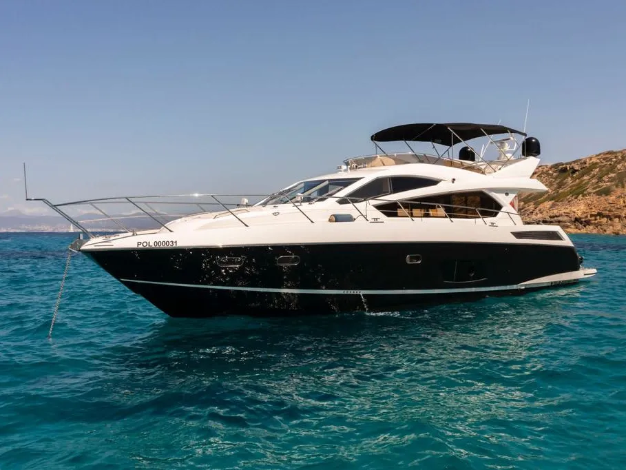 Exterior view of Midnight Summer Dream, a Sunseeker Manhattan 63 motor yacht at Palma de Mallorca, Spain