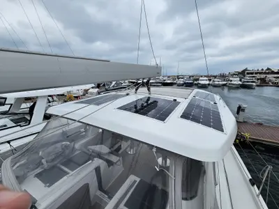 Deck of MiR, a Hanse 548 sailboat at Fethiye, Turkey