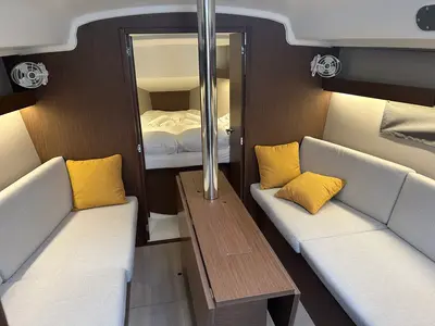 Salon of Benja, a Beneteau Oceanis 34.1 sailboat at Fethiye, Turkey