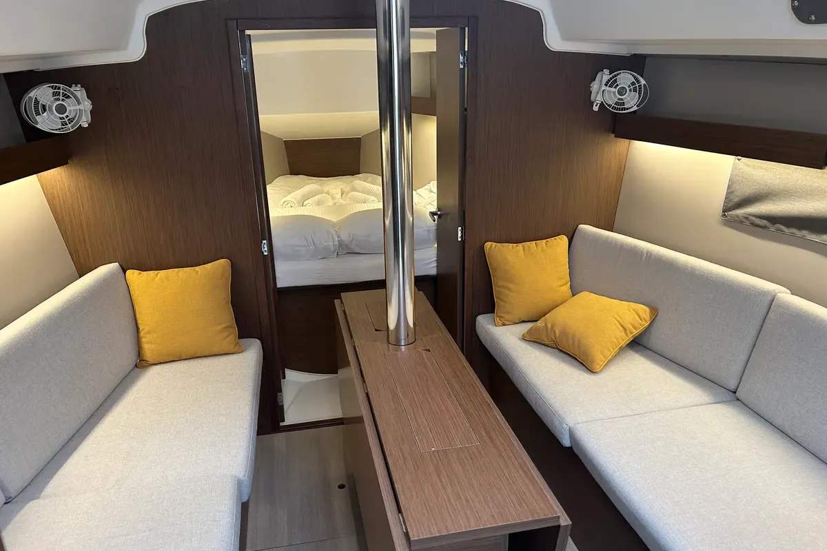 Salon of Benja, a Beneteau Oceanis 34.1 sailboat at Fethiye, Turkey