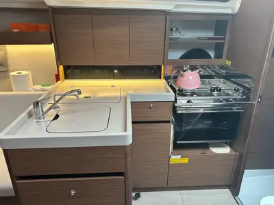 Galley of Benja, a Beneteau Oceanis 34.1 sailboat at Fethiye, Turkey
