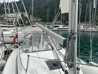 Deck of Benja, a Beneteau Oceanis 34.1 sailboat at Fethiye, Turkey