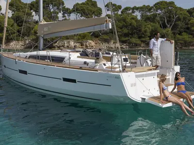 Exterior view of Zenith, a Dufour 460 GL sailboat at Preveza, Greece