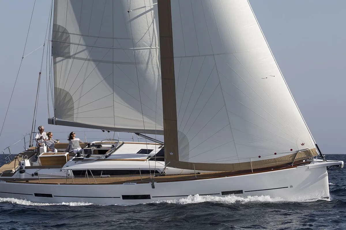 Exterior view of Zenith, a Dufour 460 GL sailboat at Preveza, Greece