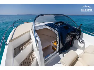 Cockpit of Galeon Galia 630, a motorboat at Mali Lošinj, Croatia