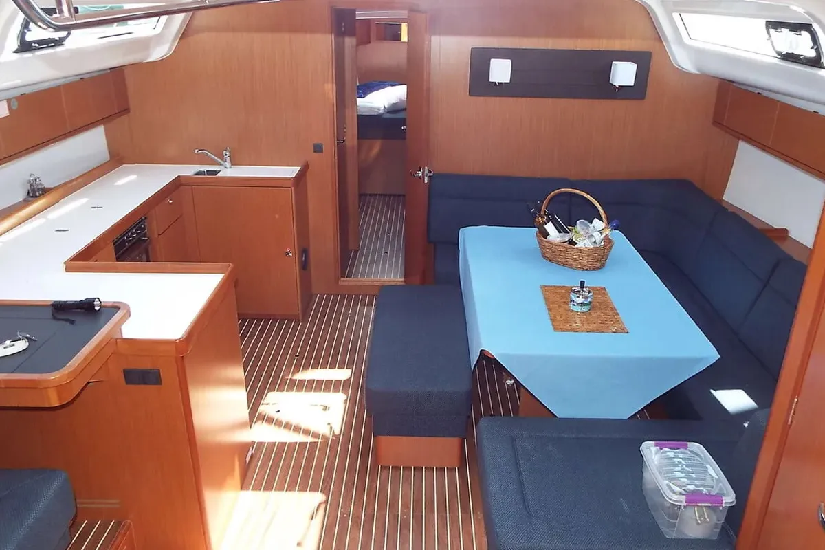 Salon of Windseeker, a Bavaria 51 Cruiser sailboat at Athens, Greece