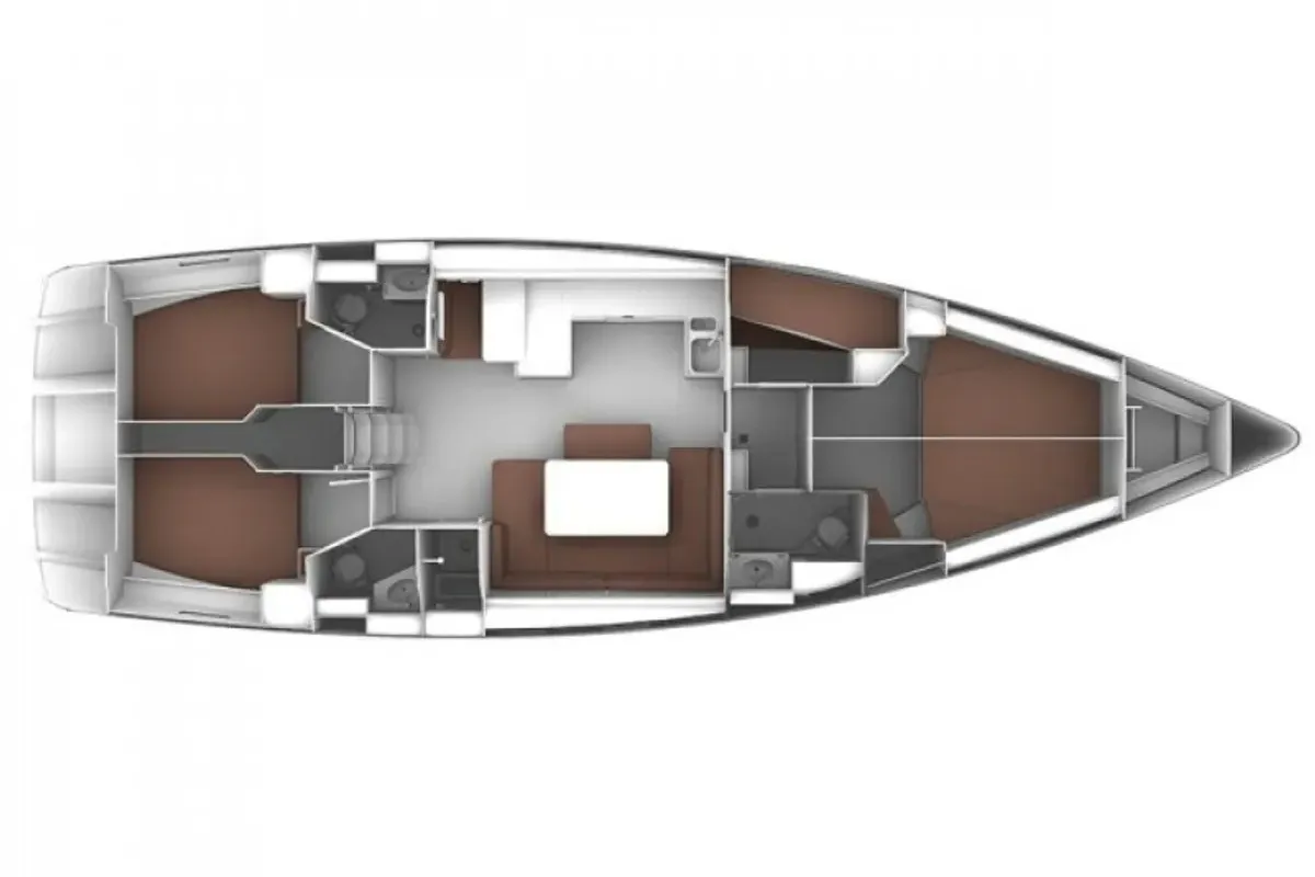 Floor plan of Windseeker, a Bavaria 51 Cruiser sailboat at Athens, Greece