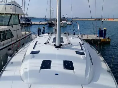 Exterior view of Windseeker, a Bavaria 51 Cruiser sailboat at Athens, Greece