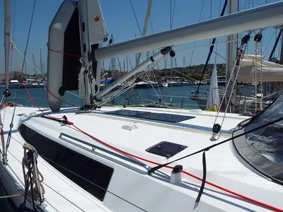 Deck of Windseeker, a Bavaria 51 Cruiser sailboat at Athens, Greece