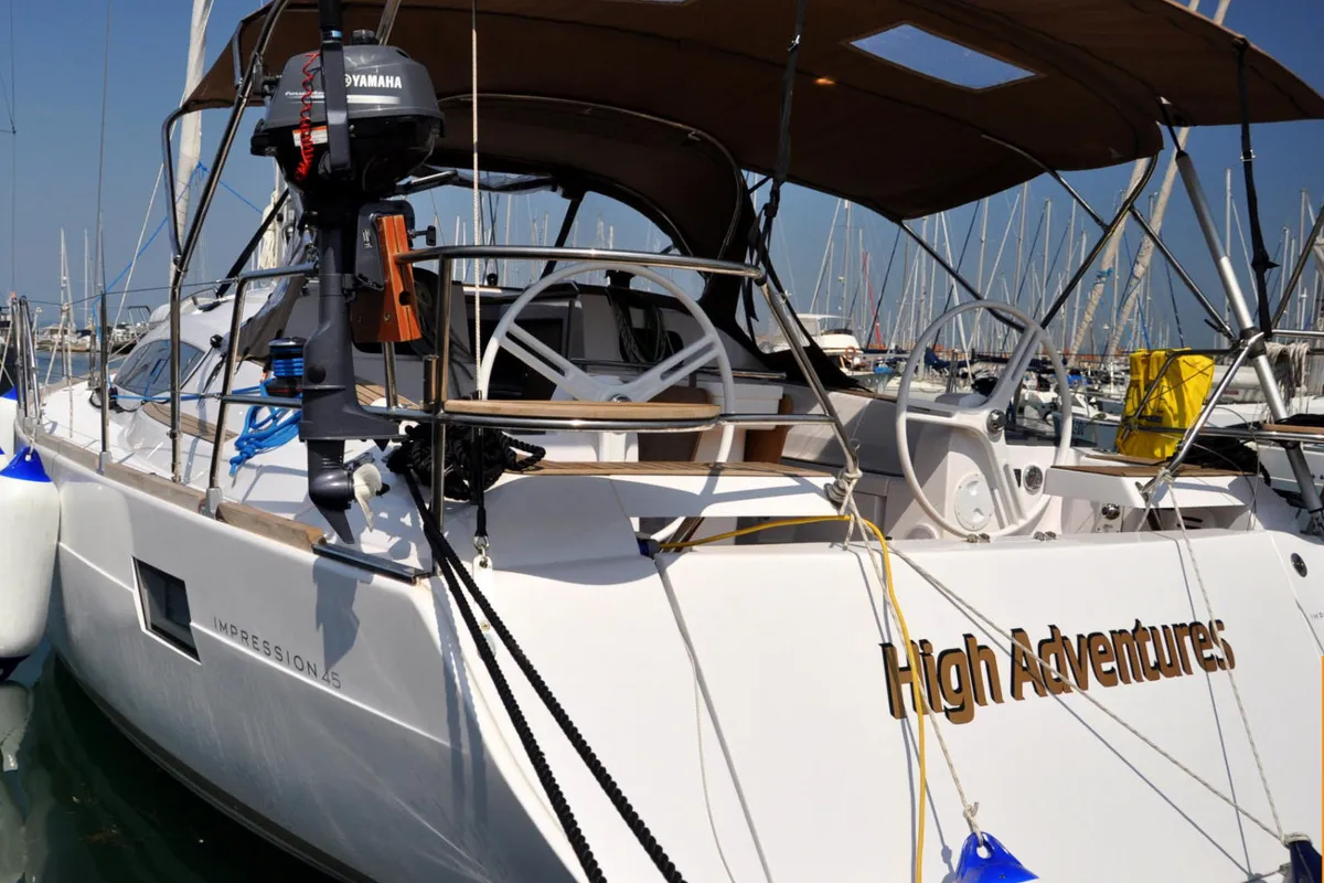 Exterior view of High AS, a Elan Impression 45 sailboat at Izola / Isola, Slovenia