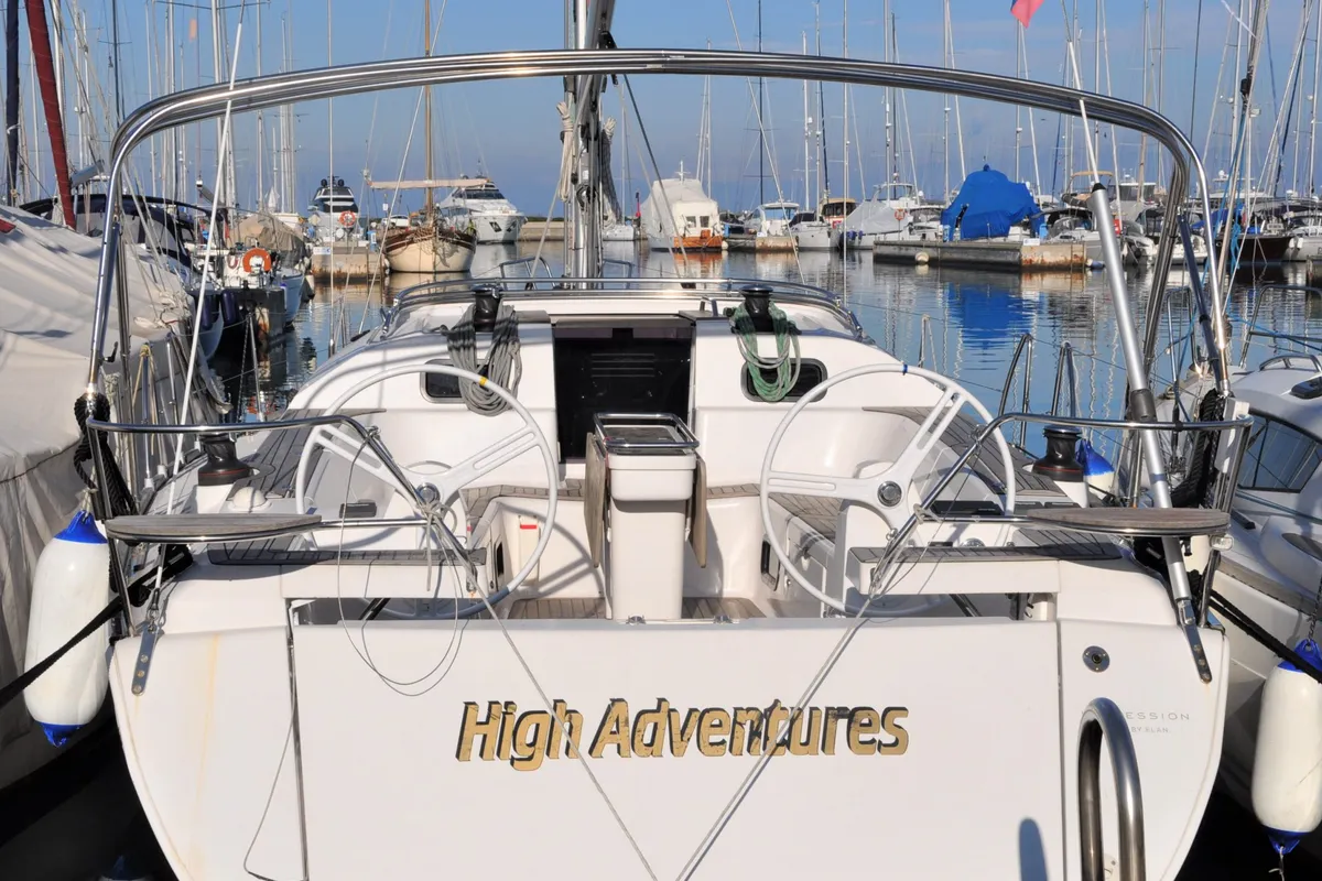 Exterior view of High AS, a Elan Impression 45 sailboat at Izola / Isola, Slovenia