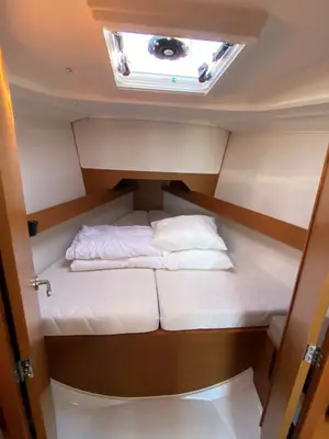 Cabin on petit elli, a Jeanneau Sun Odyssey 349 sailboat at Trogir, Croatia