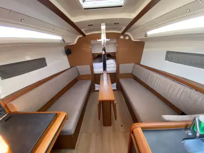 Salon of petit elli, a Jeanneau Sun Odyssey 349 sailboat at Trogir, Croatia
