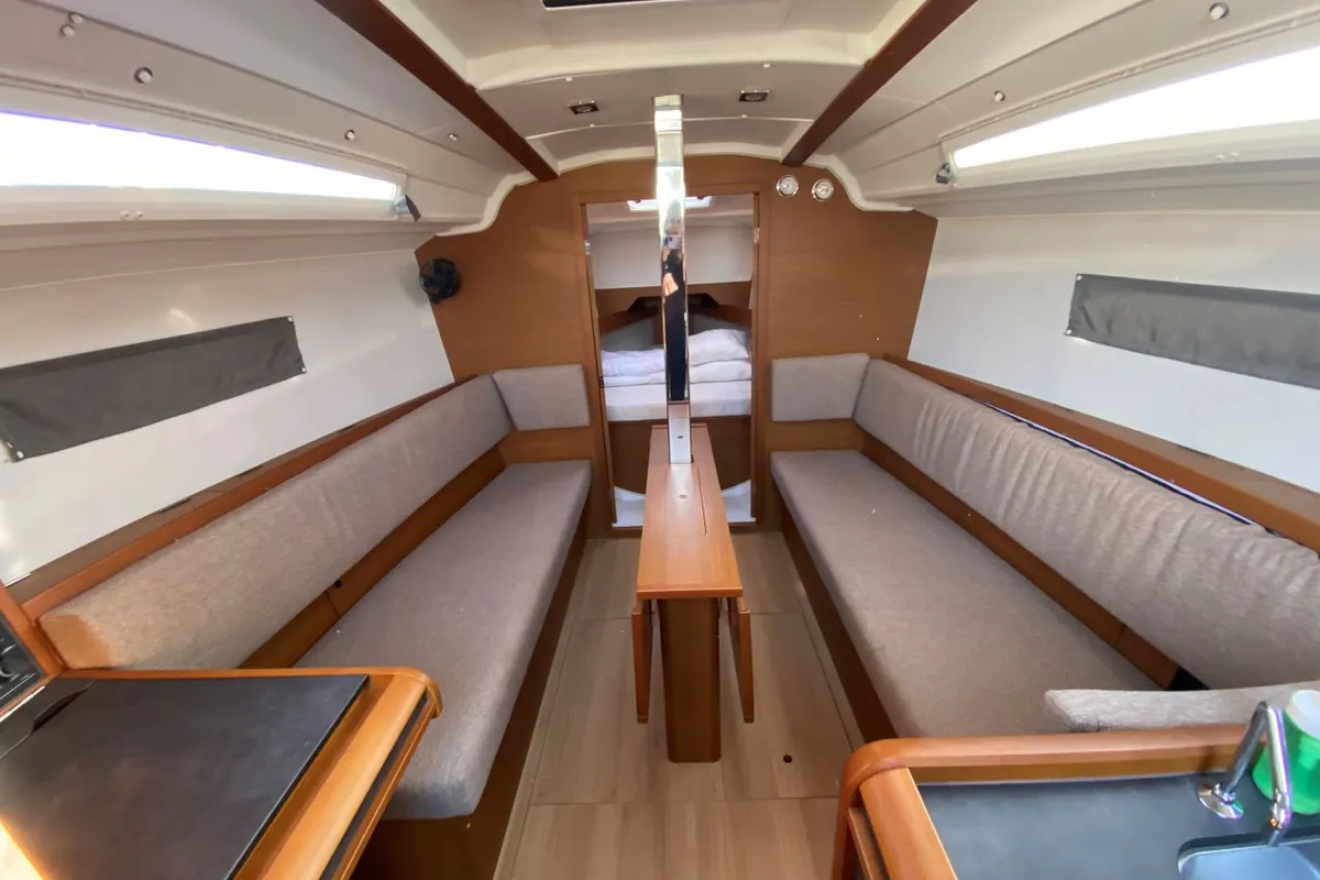 Salon of petit elli, a Jeanneau Sun Odyssey 349 sailboat at Trogir, Croatia