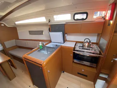 Galley of petit elli, a Jeanneau Sun Odyssey 349 sailboat at Trogir, Croatia
