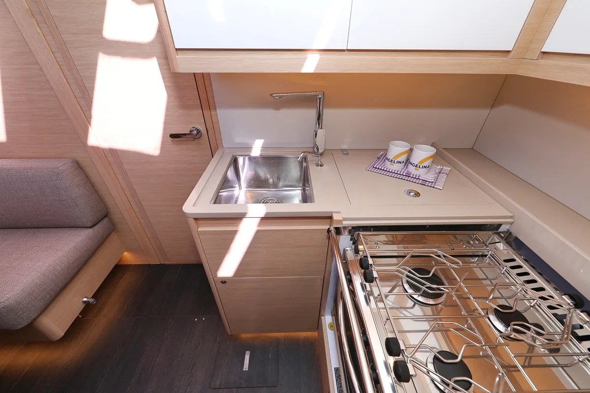 Galley of Nausea, a Dufour 470 sailboat at Grad Vodice, Croatia