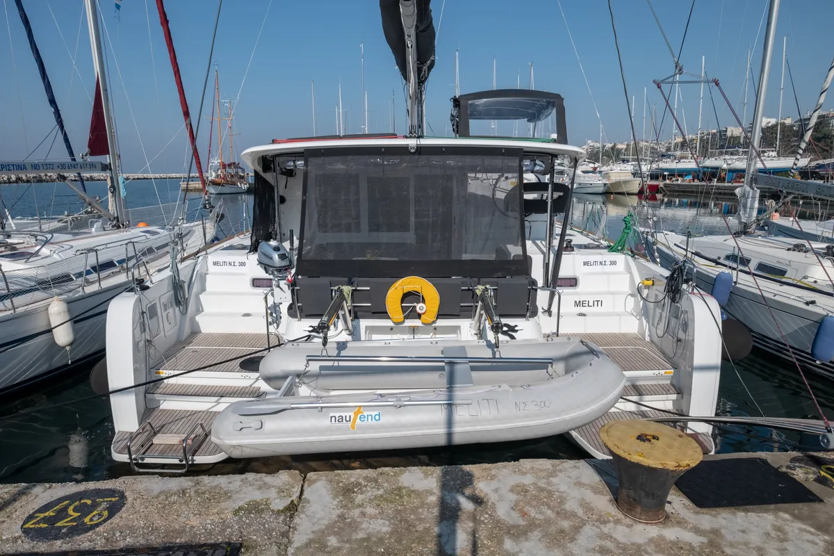 Exterior view of Meliti, a Lagoon 40 catamaran at Municipal Unit of Lefkada, Greece