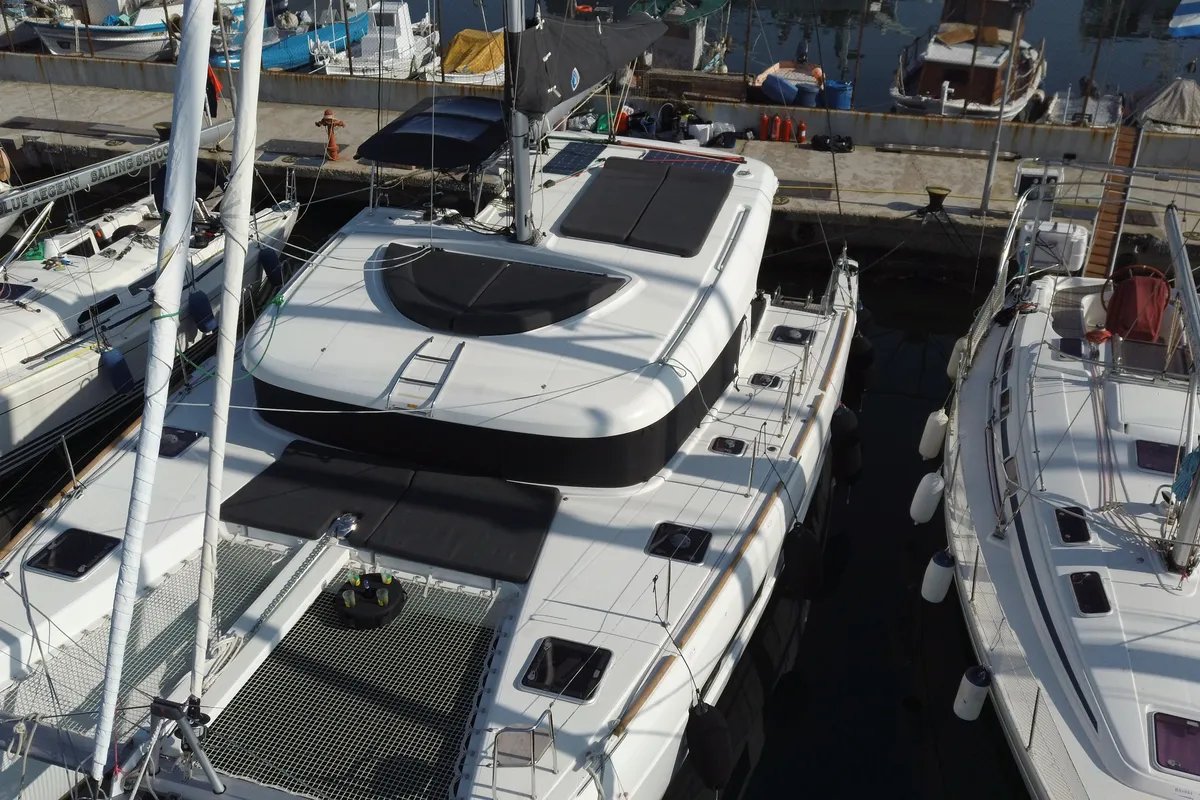 Exterior view of Meliti, a Lagoon 40 catamaran at Municipal Unit of Lefkada, Greece