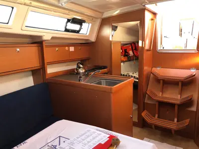 Galley of Viktoria, a Bavaria Cruiser 34 sailboat at Grad Pula, Croatia