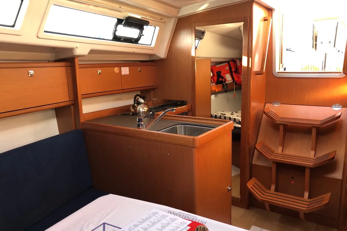 Galley of Viktoria, a Bavaria Cruiser 34 sailboat at Grad Pula, Croatia