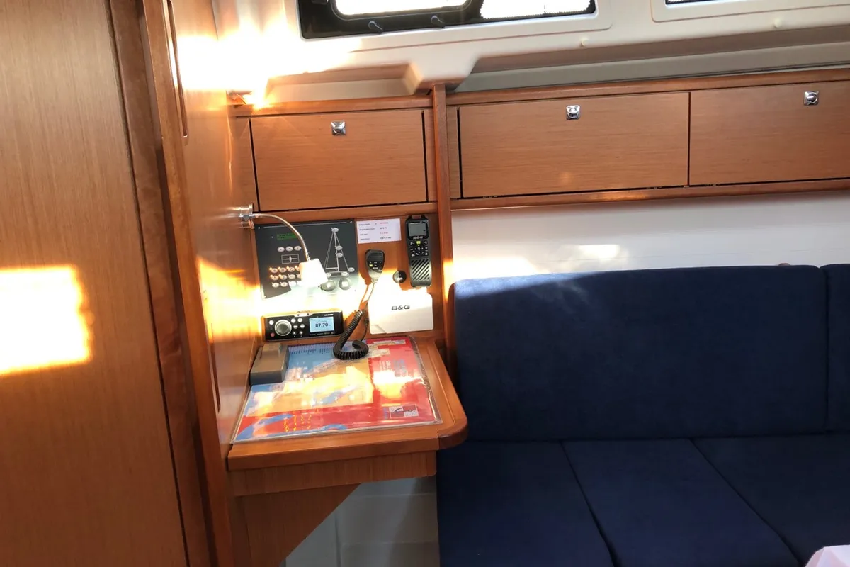 Salon of Viktoria, a Bavaria Cruiser 34 sailboat at Grad Pula, Croatia