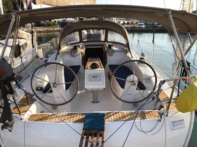 Cockpit of Viktoria, a Bavaria Cruiser 34 sailboat at Grad Pula, Croatia