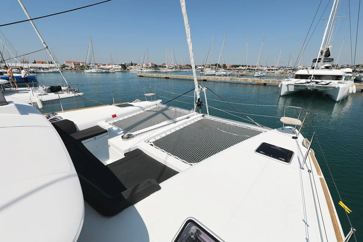 Deck of Hot Stuff, a Lagoon 450 F catamaran at Općina Sukošan, Croatia