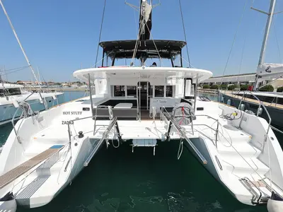 Deck of Hot Stuff, a Lagoon 450 F catamaran at Općina Sukošan, Croatia